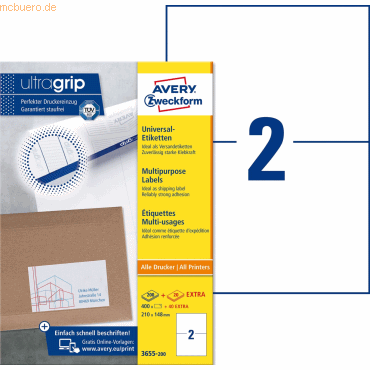 Avery Zweckform Universal-Etiketten ultragrip 210x148 mm VE=440 Etiket von Avery Zweckform