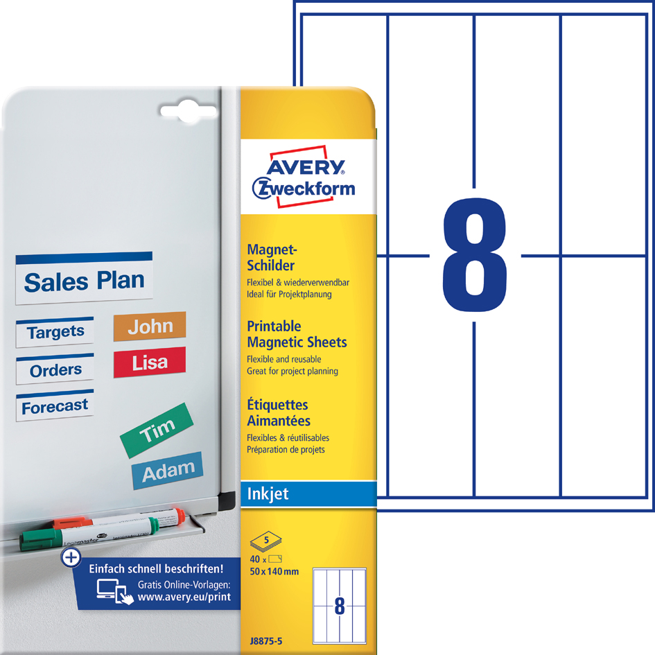 AVERY Inkjet-Magnetschild, (B)210 x (H)297 mm von Avery