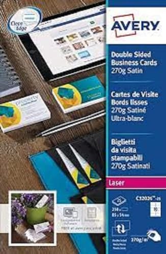 Avery C 32026–25-cartes Visitenkarten doppelseitig Satin 32026–25 250 Karten (C) von Avery