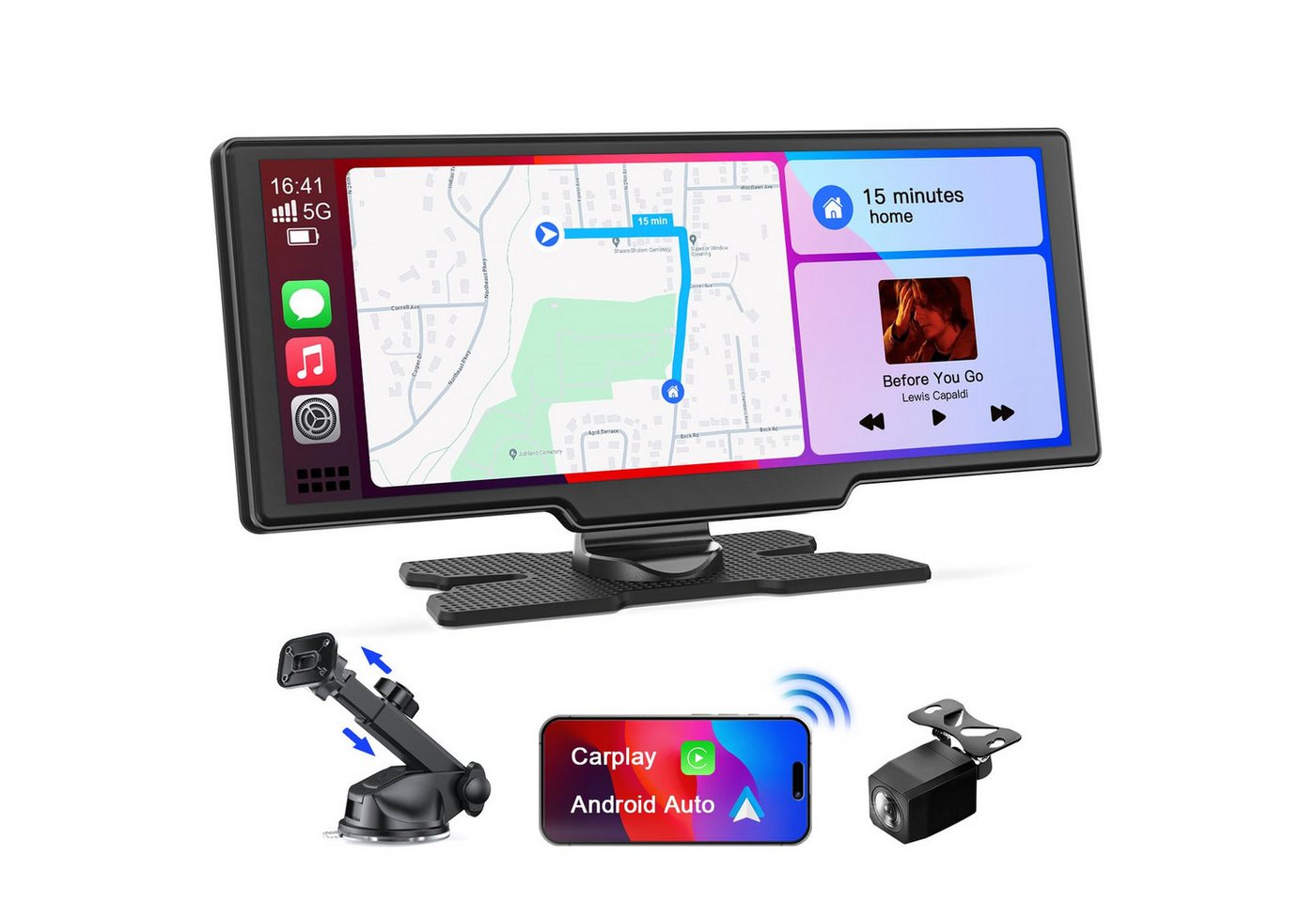 Avylet 9,26" IPS-Touchscreen Digitaler Medienempfänger Wireless Carplay/Auto Navigationsgerät (Intelligente Sprachsteuerung und Live-GPS-Navigation, mit TF-Karte, 1080P Rückfahrkamera,AUX/FM, Mirror Link, Android Auto, GPS-Navigation, Autoradio-Empfänger mit Bluetooth) von Avylet