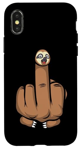 Hülle für iPhone X/XS Slooth Mittelfinger Faultier von Awesome Animal Gifts Apparel and Accessories