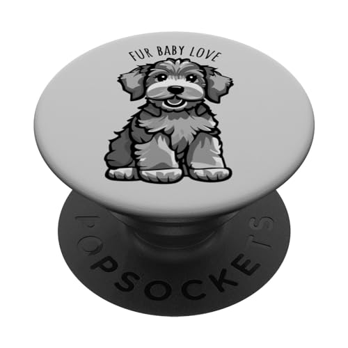 Fur Baby Love Lustiger niedlicher Hündchen-Cartoon PopSockets Klebender PopGrip von Awesome Cute and Adorable Puppy Dog Designs