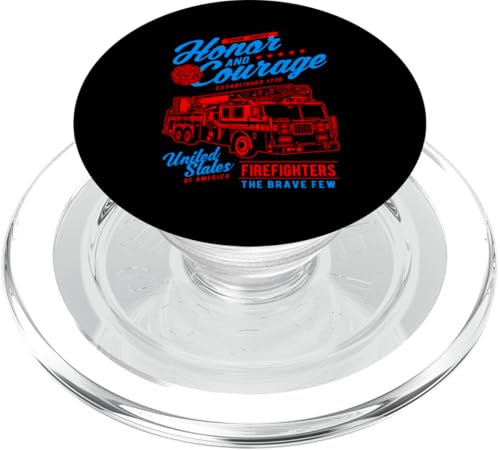 Honor and Courage Feuerwehrmann Feuerwehrauto Design PopSockets PopGrip für MagSafe von Awesome Firefighter Fire Dept. Fire Truck Designs