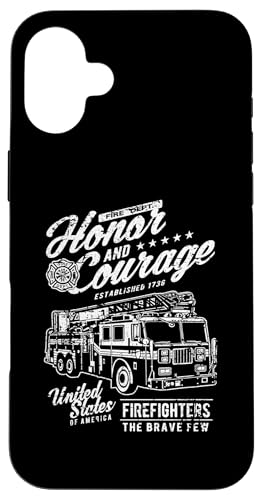 Hülle für iPhone 16 Plus Honor and Courage Feuerwehrmann Feuerwehrauto Design von Awesome Firefighter Fire Dept. Fire Truck Designs