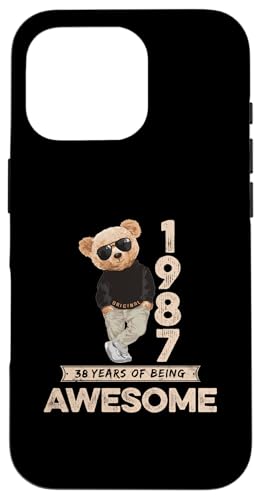 Hülle für iPhone 16 Pro 38. Geburtstag Herren Damen 1987 Original Awesome Teddybär von Awesome Original Teddy Bär Geburtstagsshirt