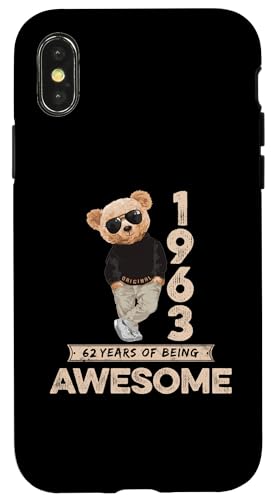 Hülle für iPhone X/XS 62. Geburtstag Herren Damen 1963 Original Awesome Teddybär von Awesome Original Teddy Bär Geburtstagsshirt