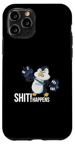 Hülle für iPhone 11 Pro Pinguin beim Gewichtheben - Shit Happens von Awesome Shit Happens Apparel and Accessories