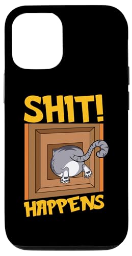 Hülle für iPhone 13 Katze steckt in Katzenklappe - Shit Happens von Awesome Shit Happens Apparel and Accessories