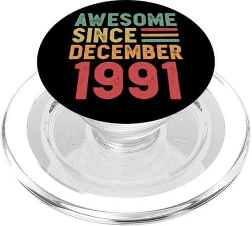 Tolles Geschenk zum 40. Geburtstag seit Dezember 1991 PopSockets PopGrip für MagSafe von Awesome Since December Retro Birthday Gifts