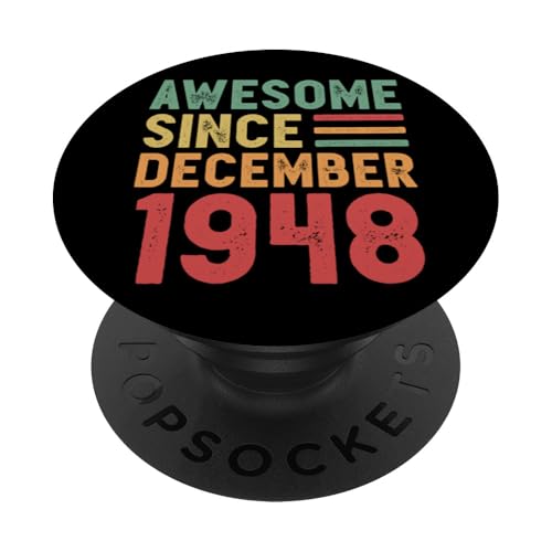 Tolles Geschenk zum 80. Geburtstag von Dezember 1948 PopSockets Klebender PopGrip von Awesome Since December Retro Birthday Gifts