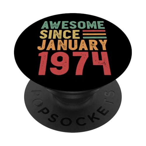 Tolles Geschenk zum 50. Geburtstag von Januar 1974 PopSockets Klebender PopGrip von Awesome Since January Retro Birthday Gifts