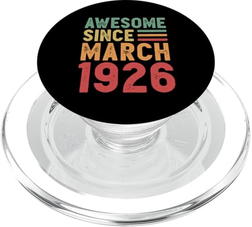 Tolles Geschenk zum 100. Geburtstag von März 1926 PopSockets PopGrip für MagSafe von Awesome Since March Retro Birthday Gifts