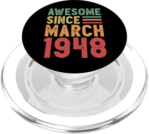 Tolles Geschenk zum 80. Geburtstag von März 1948 PopSockets PopGrip für MagSafe von Awesome Since March Retro Birthday Gifts