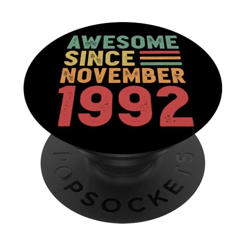 Tolles Geschenk zum 40. Geburtstag von November 1992 PopSockets Klebender PopGrip von Awesome Since November Retro Birthday Gifts