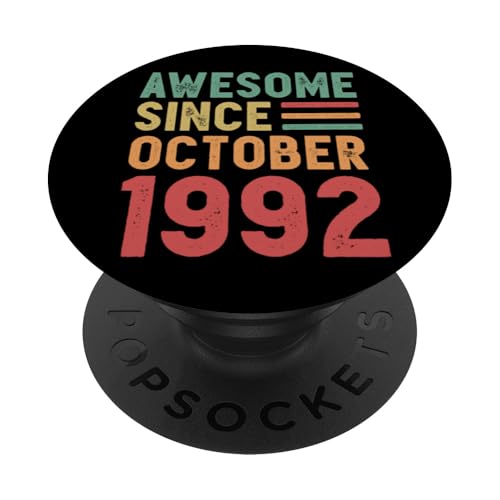 Tolles Geschenk zum 40. Geburtstag seit Oktober 1992 PopSockets Klebender PopGrip von Awesome Since October Retro Birthday Gifts