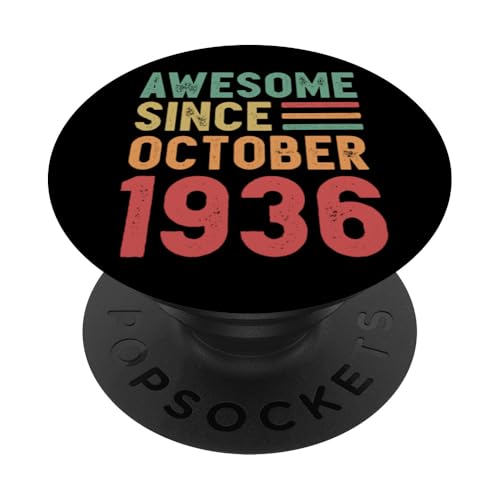 Tolles Geschenk zum 90. Geburtstag von Oktober 1936 PopSockets Klebender PopGrip von Awesome Since October Retro Birthday Gifts