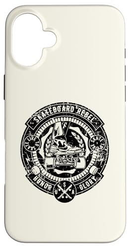 Hülle für iPhone 16 Plus Skateboard Rebel für Skateboarder Retro Distressed Design von Awesome Skateboard Designs for Skaters