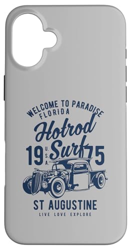 Hülle für iPhone 16 Plus St. Augustine Florida, Retro-Hotrod-Surf-Design von Awesome St. Augustine Florida Souvenirs Designs