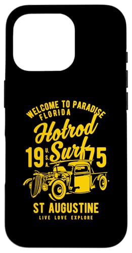 Hülle für iPhone 16 Pro St. Augustine Florida, Retro-Hotrod-Surf-Design von Awesome St. Augustine Florida Souvenirs Designs