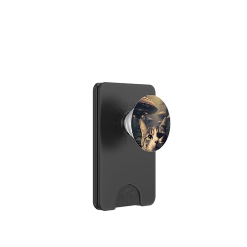 Katzen-Selfie mit Alien und Ufo PopSockets PopWallet für MagSafe von Awesome Ufo in Space Apparel & Accessories