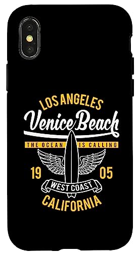 Hülle für iPhone X/XS Venice Beach, Kalifornien, Retro-Vintage-Surfdesign von Awesome Venice Beach CA Souvenirs and Designs