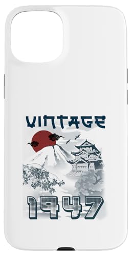 Hülle für iPhone 15 Plus Geburtstag 77 Jahre alt für Mann Frau Retro Vintage 1947 Japan von Awesome birthday Retro Vintage Japan Lovers tees