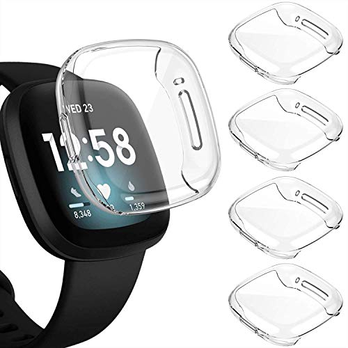 Axcellent [4-Pack Displayschutzhülle Kompatibel mit Fitbit Sense/Versa 3, TPU Robustes Stoßstangengehäusedeckel Allround-Schutzgehäuse-Zubehör [Kratzfest] von Axcellent