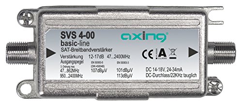 Axing SVS 4-00 Satelliten-Leitungsverstärker Inline Breitband (17 dB, 47 - 2400 MHz) von Axing