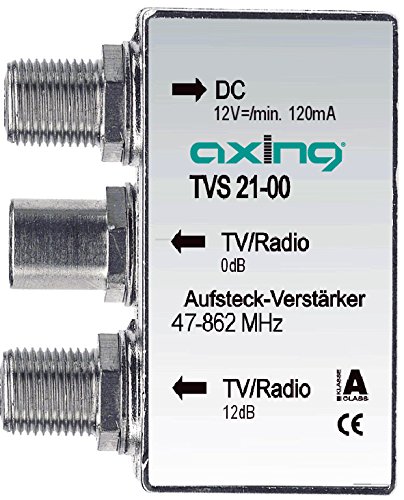 Axing TVS 21-00 Aufsteck-Verstärker 12 dB Verteil-Verstärker Kabelfernsehen UKW DVB-T2 HD von Axing