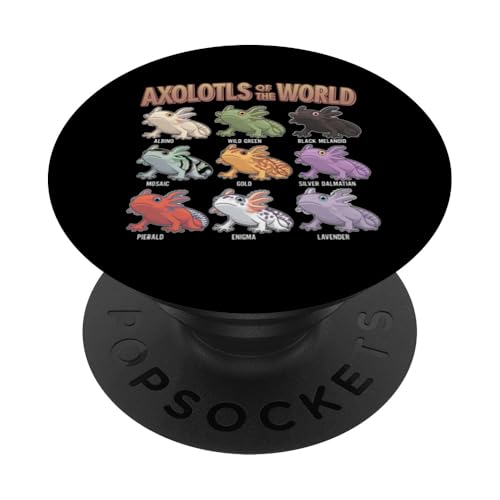 Axolotls of the World Kawaii, niedliches Anime-Salamander-Kunstwerk PopSockets Klebender PopGrip von Axolotl Lover Kawaii Amphibian Artwork Otaku