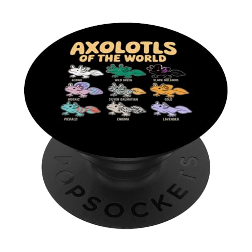 Axolotls of the World Kawaii, niedliches Anime-Salamander-Kunstwerk PopSockets Klebender PopGrip von Axolotl Lover Kawaii Amphibian Artwork Otaku