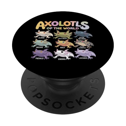 Axolotls of the World Kawaii, niedliches Anime-Salamander-Kunstwerk PopSockets Klebender PopGrip von Axolotl Lover Kawaii Amphibian Artwork Otaku