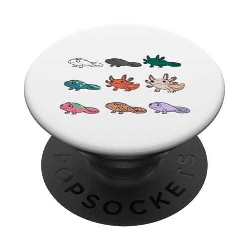 Axolotls of the World Süßes Anime-Salamander-Kunstwerk Kawaii PopSockets Klebender PopGrip von Axolotl Lover Kawaii Amphibian Artwork Otaku