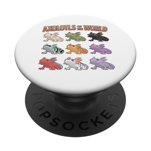 Axolotls of the World Süßes Anime-Salamander-Kunstwerk Kawaii PopSockets Klebender PopGrip von Axolotl Lover Kawaii Amphibian Artwork Otaku