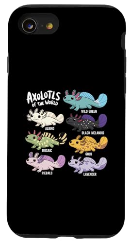 Hülle für iPhone SE (2020) / 7 / 8 Axolotls of the World Kawaii, niedliches Anime-Salamander-Kunstwerk von Axolotl Lover Kawaii Amphibian Artwork Otaku