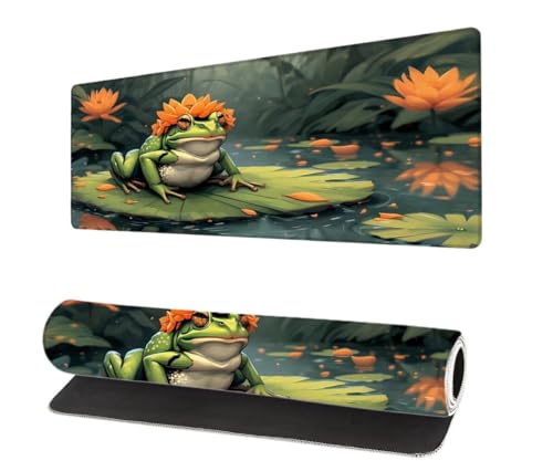 Gaming Mauspad Frosch XXL 800x400x3mm, Anlage Mousepad groß Schreibtischunterlage, Mouse Pad mit Vernähte Kanten, WassXerdicht Anti-Rutsch Mousepad, Verbessert Präzision und Geschwindigkei A-5 von Aynaeinn