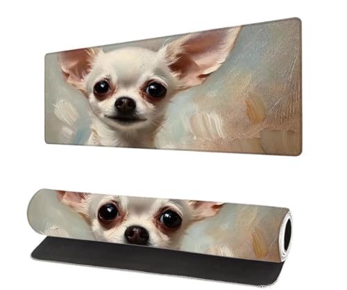 Gaming Mauspad Hund XXL 800x400x3mm, Tier Mousepad groß Schreibtischunterlage, Mouse Pad mit Vernähte Kanten, WassXerdicht Anti-Rutsch Mousepad Desk Pad, Verbessert Präzision und Geschwindigkei R-1 von Aynaeinn