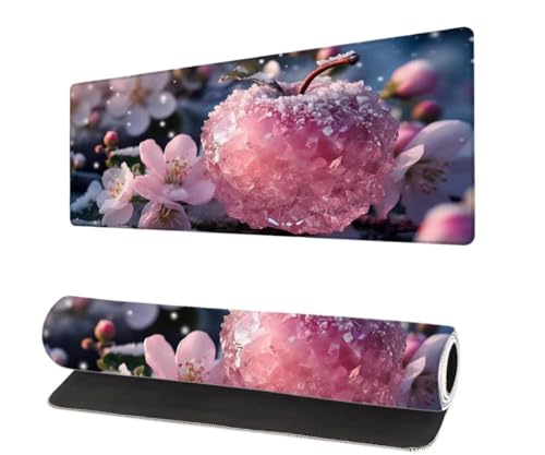 Gaming Mauspad Kirschblüten XXL 1000x500x3mm, Apfel Mousepad groß Schreibtischunterlage, Mouse Pad mit Vernähte Kanten, WassXerdicht Anti-Rutsch Mousepad, Verbessert Präzision und Geschwindigkei J-8 von Aynaeinn