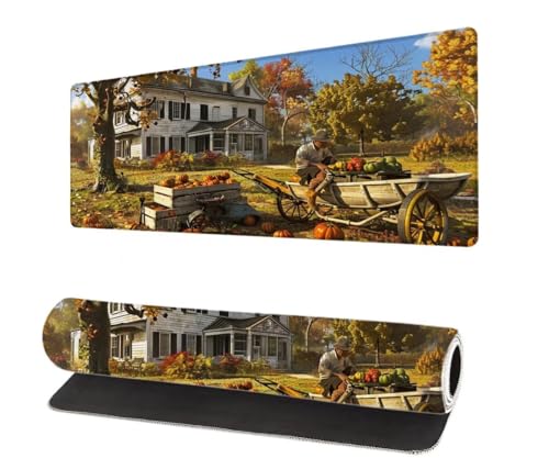 Gaming Mauspad Landschaft XXL 1000x500x3mm, Haus Mousepad groß Schreibtischunterlage, Mouse Pad mit Vernähte Kanten, WassXerdicht Anti-Rutsch Mousepad, Verbessert Präzision und Geschwindigkei X-3 von Aynaeinn