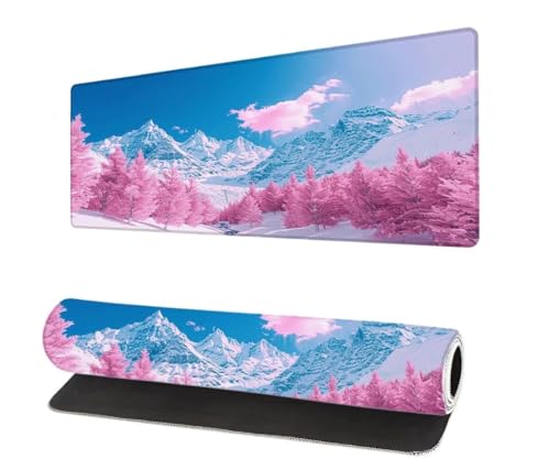 Gaming Mauspad Landschaft XXL 600x300x3mm, Berg Mousepad groß Schreibtischunterlage, Mouse Pad mit Vernähte Kanten, WassXerdicht Anti-Rutsch Mousepad, Verbessert Präzision und Geschwindigkei D-9 von Aynaeinn