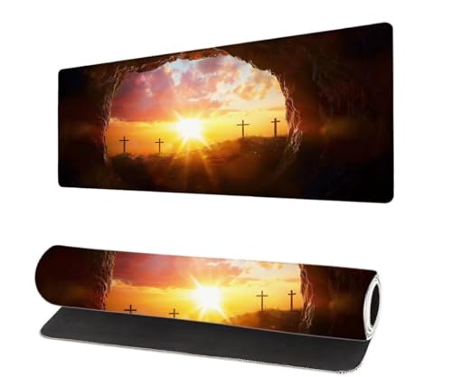 Gaming Mauspad Landschaft XXL 800x400x3mm, Sonnenuntergang Mousepad groß Schreibtischunterlage, Mouse Pad mit Vernähte Kanten, WassXerdicht Anti-Rutsch, Verbessert Präzision und Geschwindigkei Y-4 von Aynaeinn