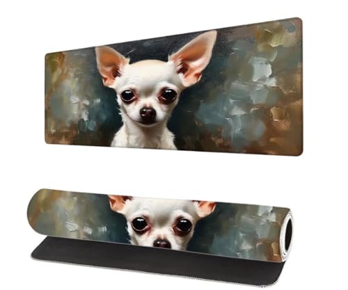 Gaming Mauspad Niedlich XXL 1000x500x3mm, Hund Mousepad groß Schreibtischunterlage, Mouse Pad mit Vernähte Kanten, WassXerdicht Anti-Rutsch Mousepad, Verbessert Präzision und Geschwindigkei G-0 von Aynaeinn