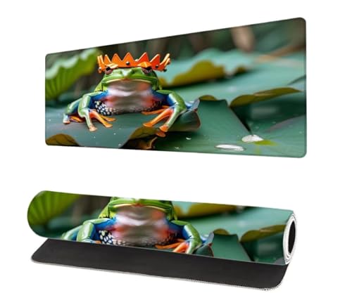 Mauspad XXL 700x300x3mm, Frosch Groß Mousepad Gaming mit Motiv, Grün Verlängertes Mouse Pad Tastatur Matte, rutschfeste Gummibasis, Vernähte Kanten Anti-Rutsch Mauspad Desk Mat Für Laptop Office A-7 von Aynaeinn