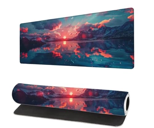 Mauspad XXL 700x300x3mm, Landschaft Groß Mousepad Gaming mit Motiv, Wolke Verlängertes Mouse Pad Tastatur Matte, rutschfeste Gummibasis, Vernähte Kanten Anti-Rutsch Mauspad Desk Mat Für Office C-2 von Aynaeinn