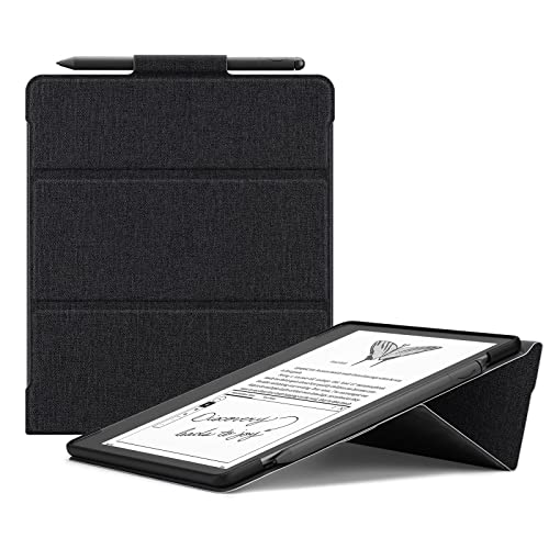 Ayotu Trifold Stand Case für Kindle Scribe (2024/2022 Released) – Hochwertige strapazierfähige Stoffhülle mit Stifthalter, Auto Sleep/Wake, nur für 10,2 Zoll Kindle Scribe, Schwarz von Ayotu