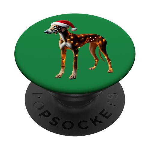 Azawakh Hund Weihnachtsmannmütze Weihnachtsbeleuchtung Besitzer Mama Papa Liebhaber PopSockets Klebender PopGrip von Azawakh Dog Christmas Products