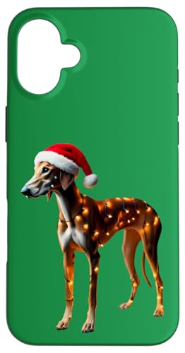 Hülle für iPhone 16 Plus Azawakh Hund Weihnachtsmannmütze Weihnachtsbeleuchtung Besitzer Mama Papa Liebhaber von Azawakh Dog Christmas Products