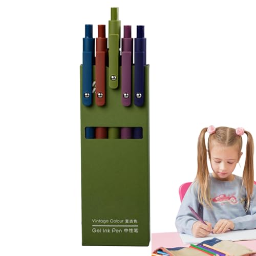 Aznever Gelstift einziehbar,Gelstifte | Signature-Stift mit weichem Schaft - Schnell trocknendes Tintenroller-Set mit 5 Stück für Journaling, Schreibstifte mit feiner Spitze, einziehbare Gelstifte von Aznever