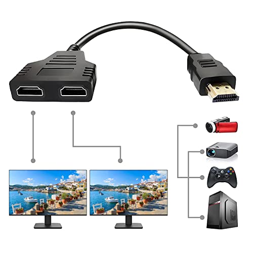 Azuxreza HDMI-Splitter, Adapter, Konverter, Splitter, HDMI männlich auf Dual HDMI, 2 weiblich, Y-Adapter, Splitterkabel, LCD, LED, HD TV von Azuxreza