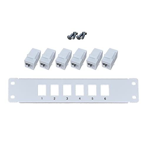 Azxcvbnm CAT6 6 Port geschirmtes Panel RJ45 10G Ready Metallgehäuse farbcodierte Beschriftung für T568A und T568B Verkabelung Weiß von Azxcvbnm